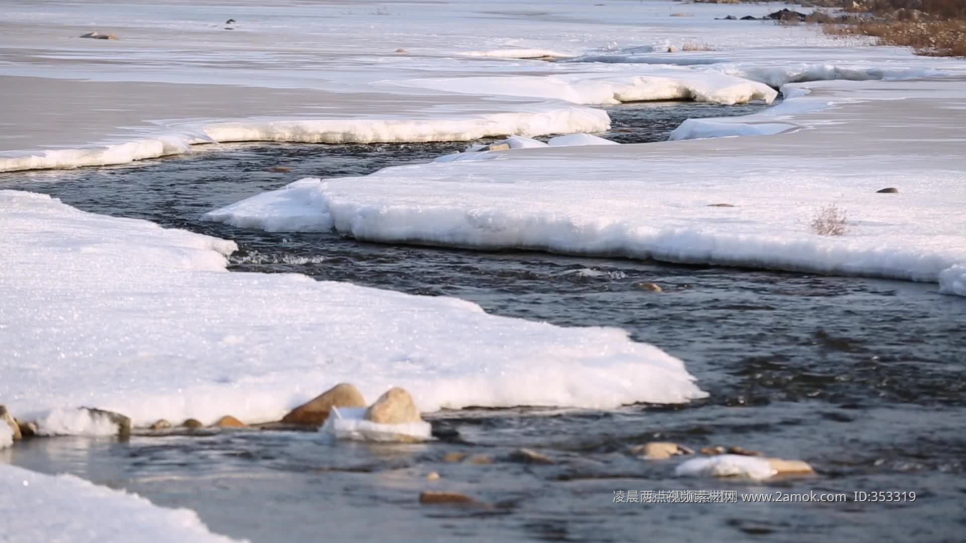 冬天结冰的河流流水视频素材,延时摄影视频素材下载,高清3840X2160视频素材下载,凌点视频素材网,编号:7835