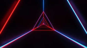 三维空间三角霓虹，炫彩灯光隧道穿梭