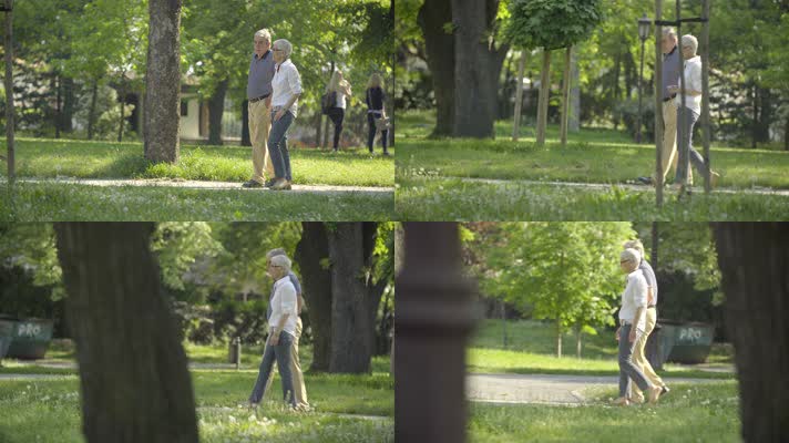 老人散步 ，幸福生活，城市人文