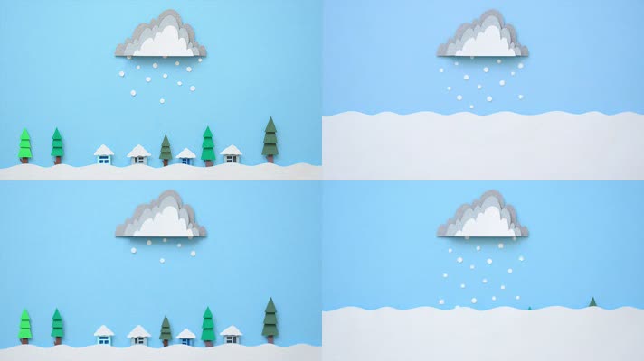 下雪定格动画，雪景雪花