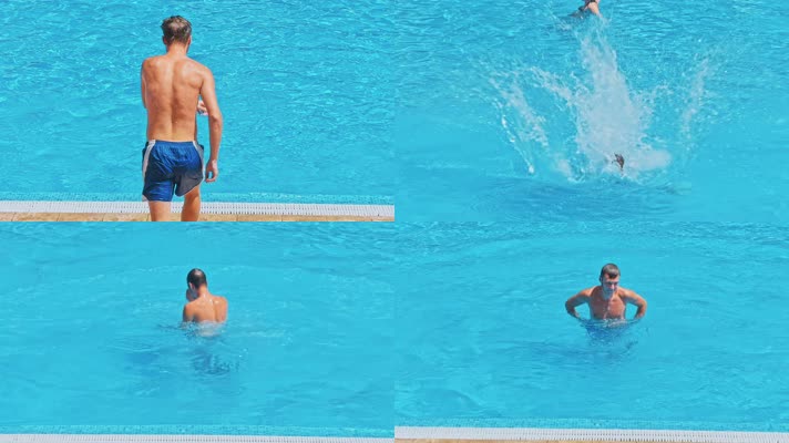 夏日游泳池，年轻人玩乐狂欢派对