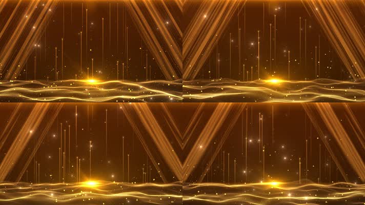 4K金色海洋光效舞台循环 