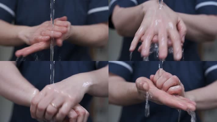 流水洗手，清洁手指