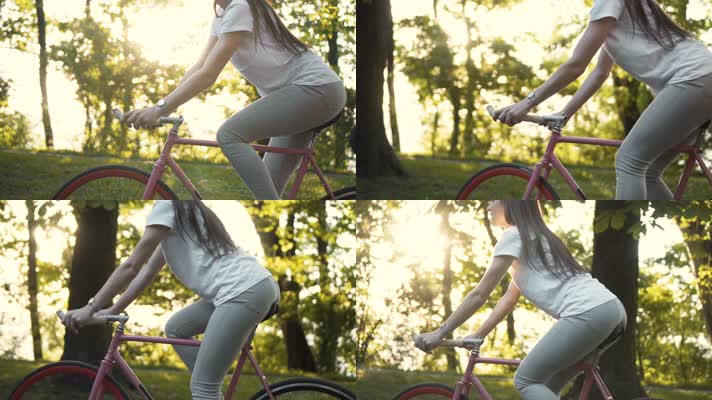 美女骑自行车，美女自行车单车骑行