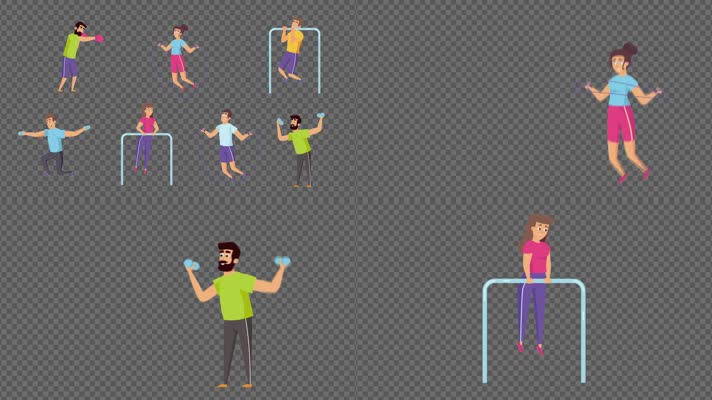 （7组）卡通人物，运动健身