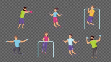 （7组）卡通人物，运动健身