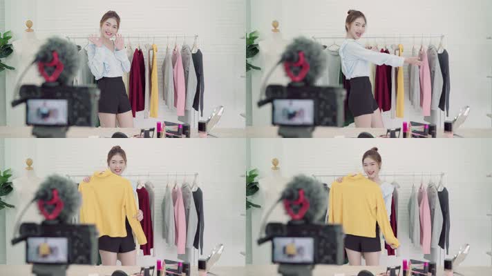 线上直播带货，网红主播，模特试衣服拍摄