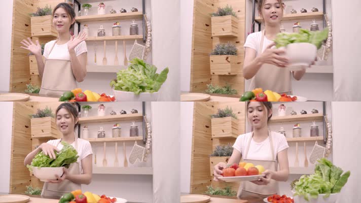 对着镜头录制美食节目