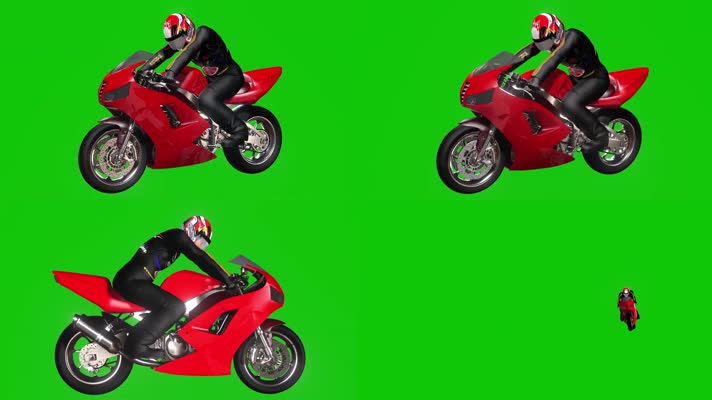 绿幕视频素材摩托赛车