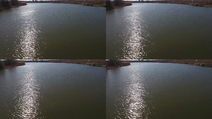 航拍水面，湖面河面江面水库