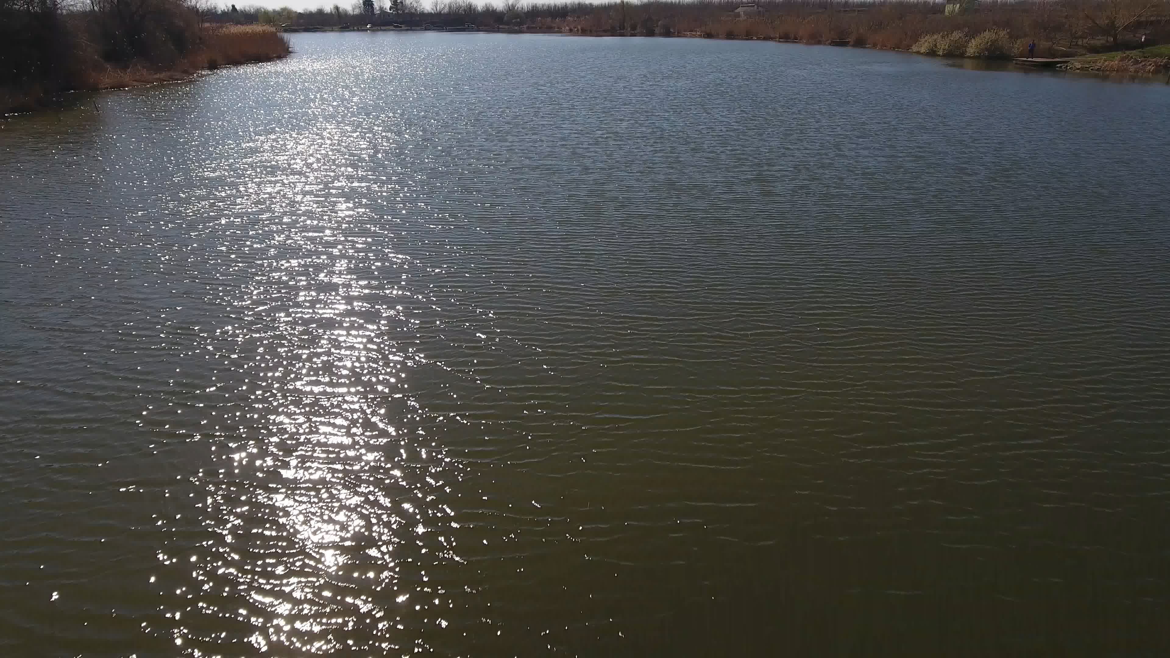 航拍水面，湖面河面江面水库