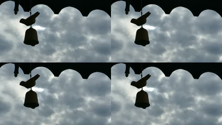 寺庙建筑一角，剪影