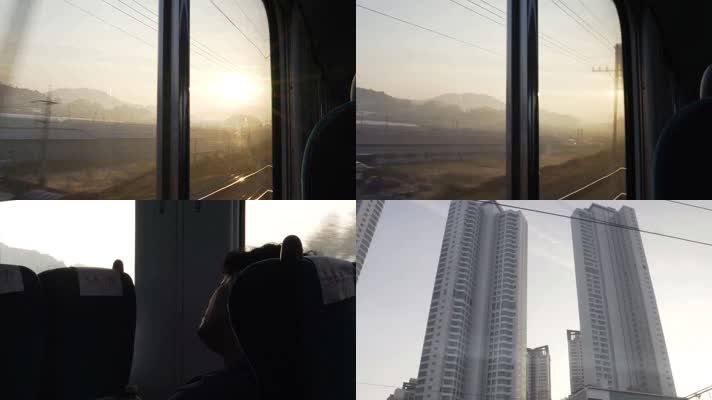 火车车窗外风景，动车高铁窗外