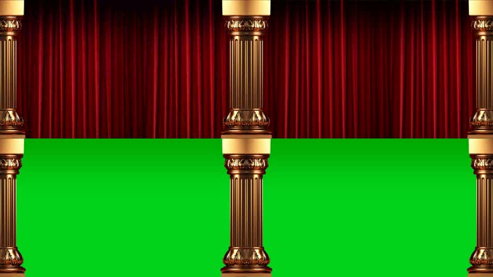 红幕布舞台幕布绿屏抠像