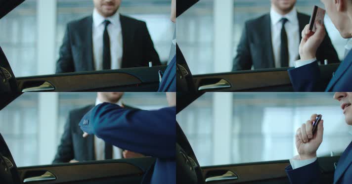 买车提车，交车钥匙，刷卡