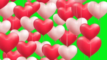 绿幕视频素材爱心气球