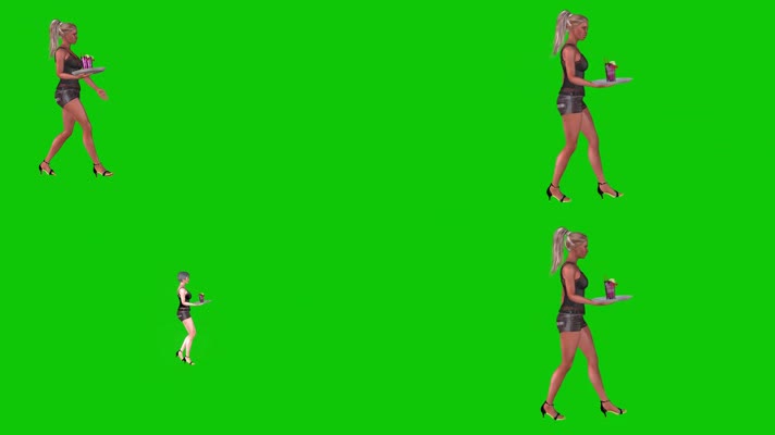 绿幕视频素材女招待