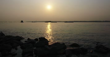 长江 燕子矶 4k 长江夕阳 落日 轮船 长江岸边 南京 长江航运