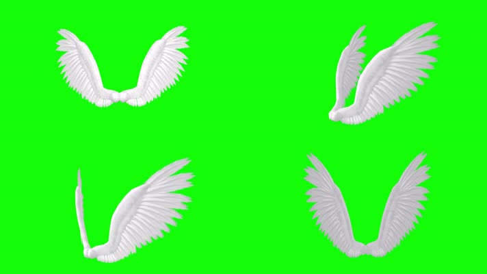 抠像白色天使翅膀扇动合成素材