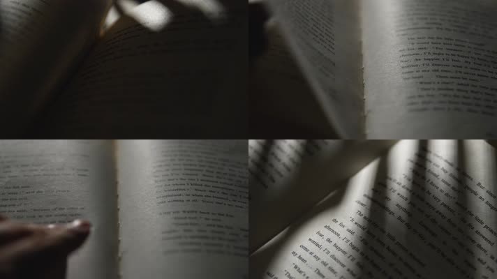 翻书阅读看书书本光影视频素材