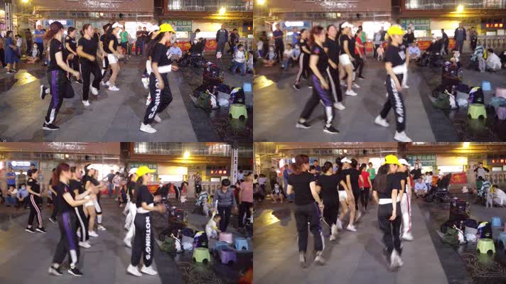 深圳妇女夜晚广场跳曳步舞健身