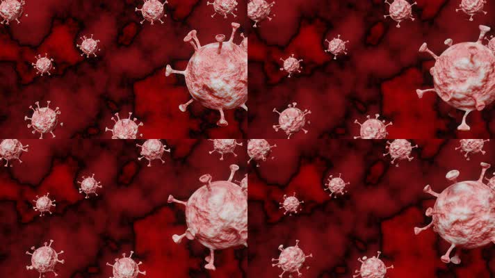 新冠病毒细胞红色背景