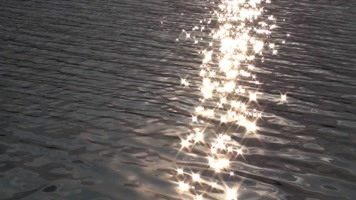 水面上的太阳耀斑，波光粼粼