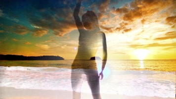 超炫动感海滩美女剪影舞蹈