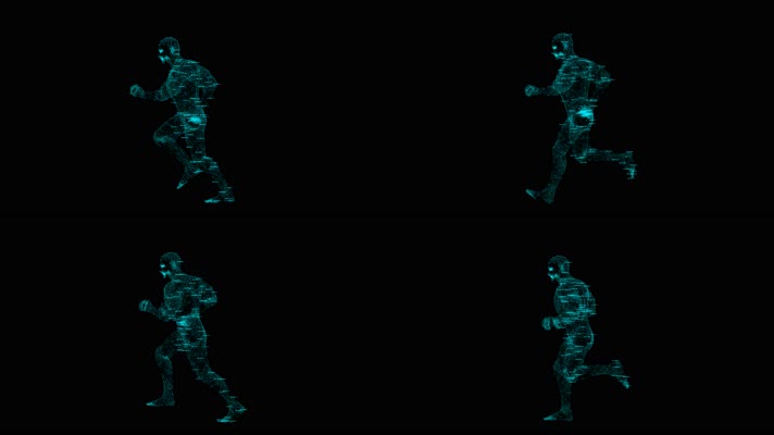 科技人奔跑，全息数字人物奔跑4k