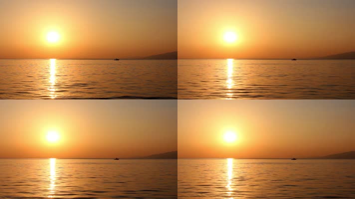 黄昏大海，金色海洋，黄金海面