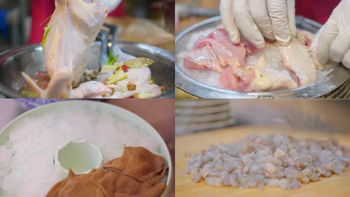 各种海鲜肉食配菜摆盘4K