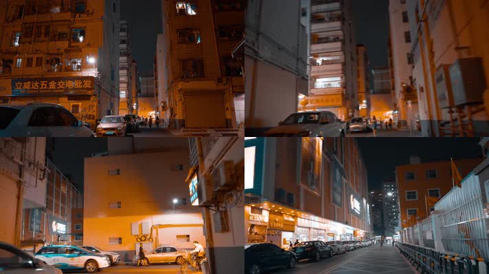 原创城中村街道夜景移动镜头