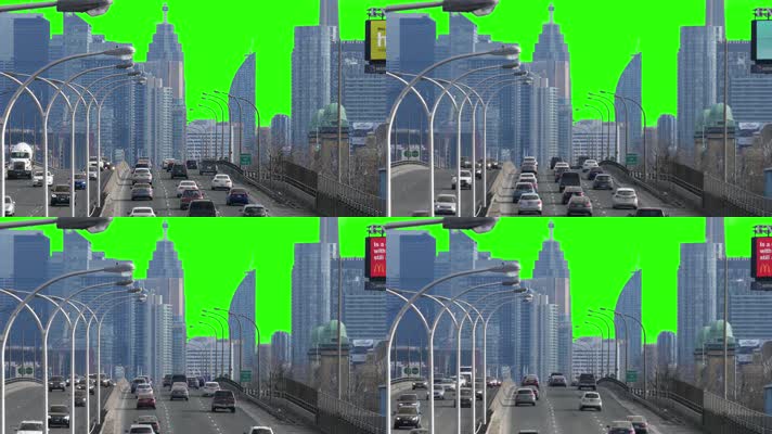 绿幕视频素材城市公路