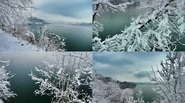 湖泊雪景，银装素裹，北国风光