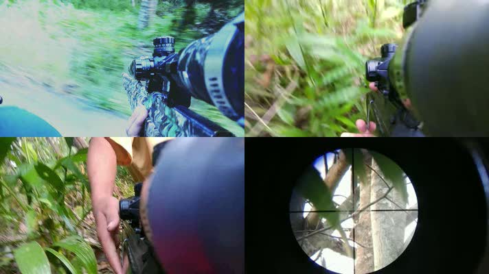 猎人打猎，命中目标，狙击枪镜