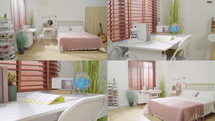 卧室书桌小清新实拍素材