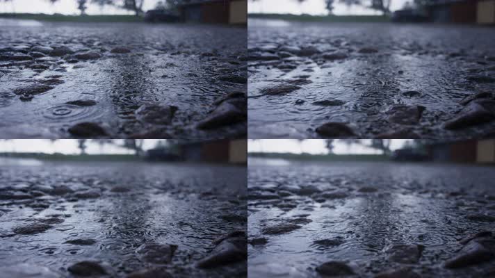 地面下雨，雨落地面