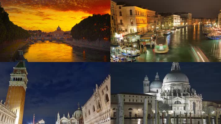 欧洲意大利罗马建筑风光斗兽场国际旅游延时