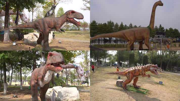 4K拍摄恐龙乐园假期恐龙乐园腕龙