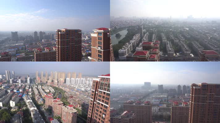 4K原创视频清晨城市生活区全景