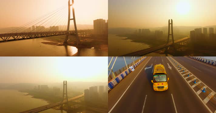 落日下的长江大桥(4K)