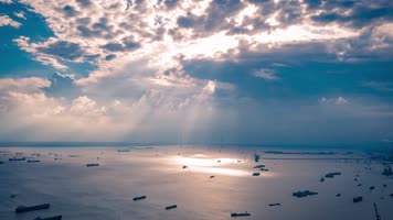 南通长江风光码头航运航拍延时4K高清