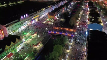 疫情后的夜生活地摊经济航拍4K