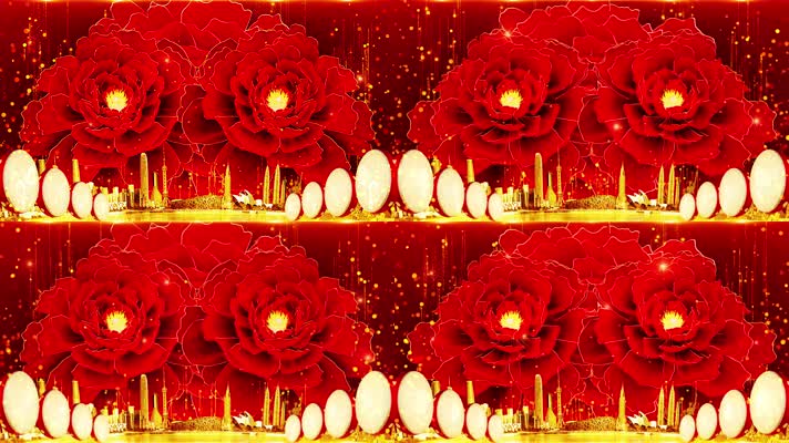 4K牡丹鼓背景循环