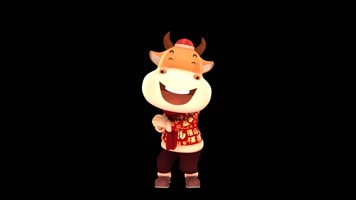 牛拜年3卡通喜庆循环通道