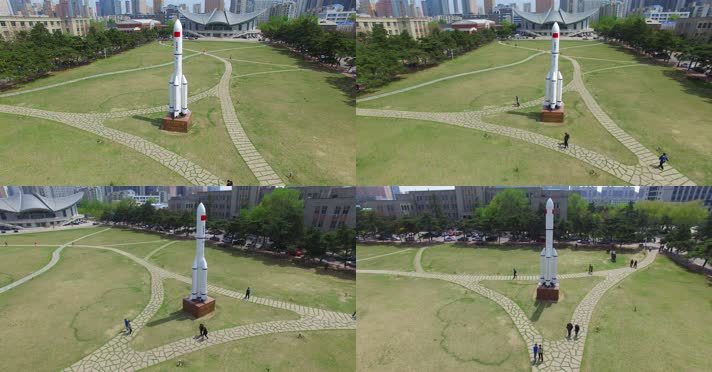 大学航空航天火箭航拍环绕科技