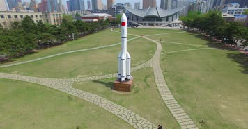 大学航空航天火箭航拍环绕科技