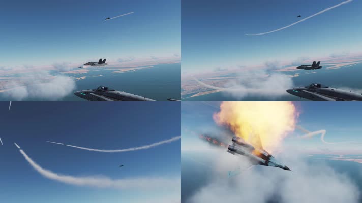 战争动画，战机空战，击落战机