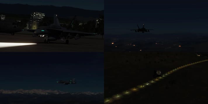 战争动画，战机作战，夜间夜晚