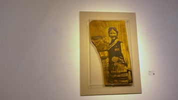 深圳中国版画博物馆展厅内景和墙上美术作品